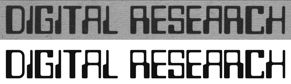 Digital Research のロゴと、K22 GKW Computer で組んだ DIGITAL RESEARCH。字の形が同じ