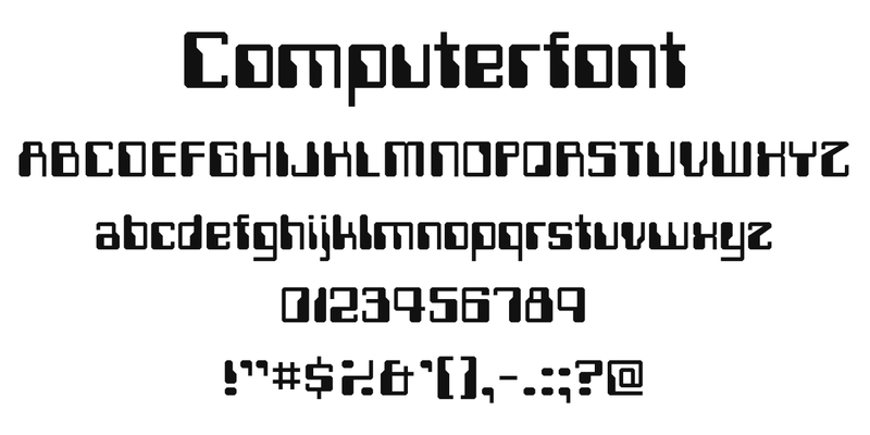 Computerfont の書体見本。書体名「Computerfont」、A〜Z、a〜z、0〜9、記号
