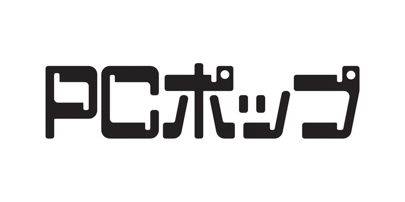 白地に黒のロゴタイプ「PCポップ」