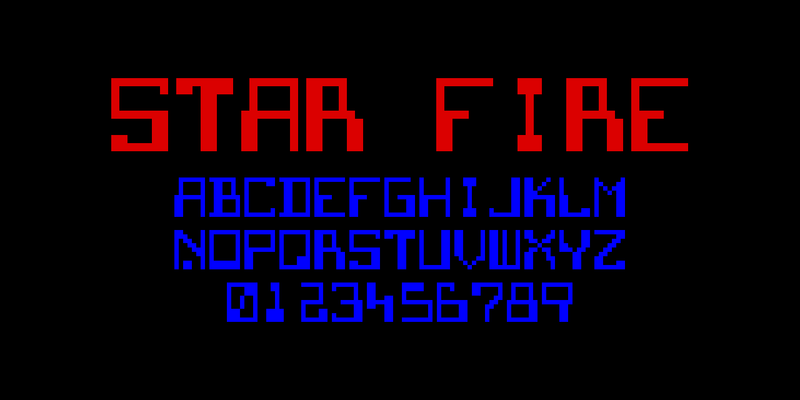 黒い地に、スターファイアーのゲームのフォントで、赤く大きく「STAR FIRE」、青で A〜Z と 0〜9