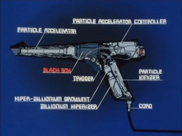 『赤い光弾ジリオン』の、銃の図解の画面。部品の名前が Data 70 で書かれている